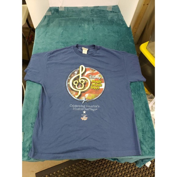 Disney Magic Music Days Mens Blue Short Sleeve T-Shirt Size Extra Large Cotton - Picture 2 of 8